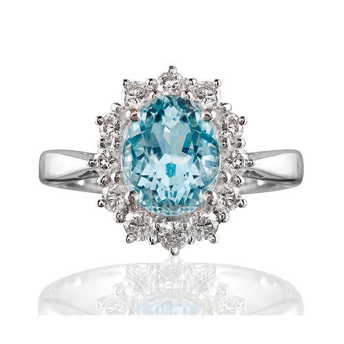 Knightsbridge Aquamarine Diamond Ring – Woolfe Jewellery