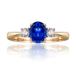 Classic Blue Sapphire and Diamond Trilogy Ring