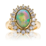 Classic Opal and Diamond Cluster Ring