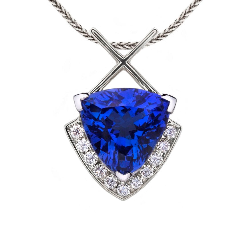 Trillion cut deals tanzanite pendant
