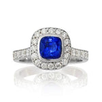 Blue Sapphire and Diamond Heritage Ring
