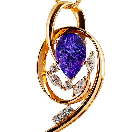 Zanzibar Tanzanite and Diamond Pendant