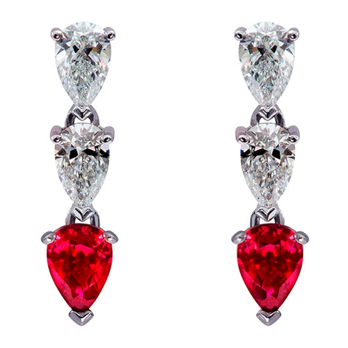 Ruby & Diamond Drop Earrings