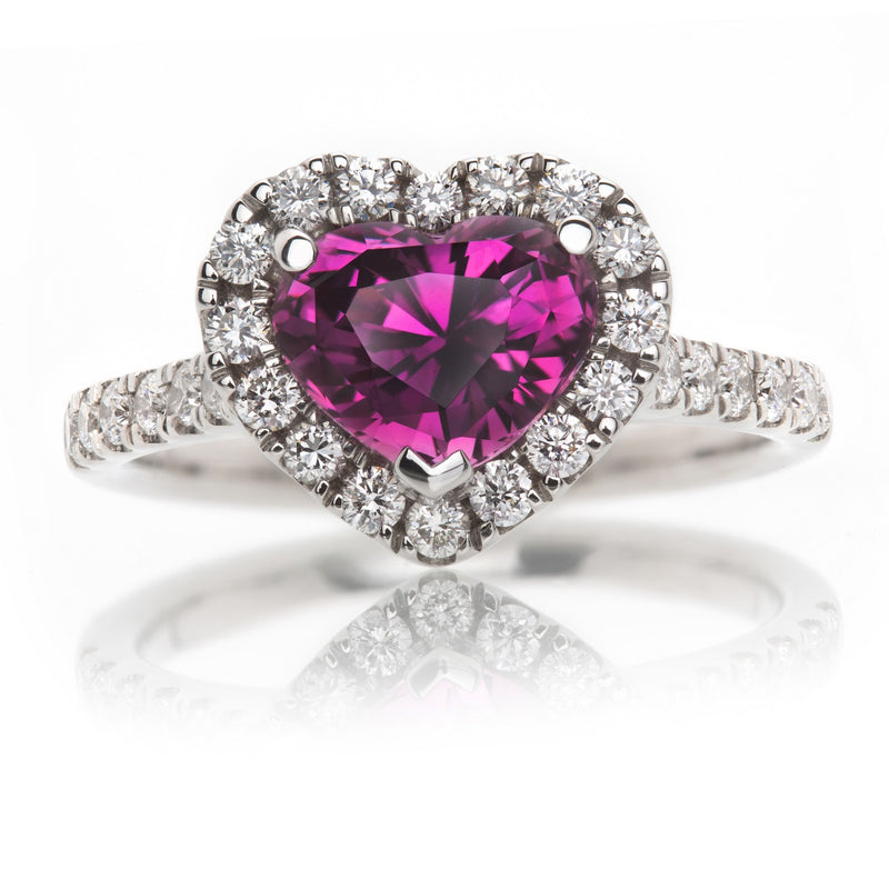 Pink Sapphire Heart Halo Ring