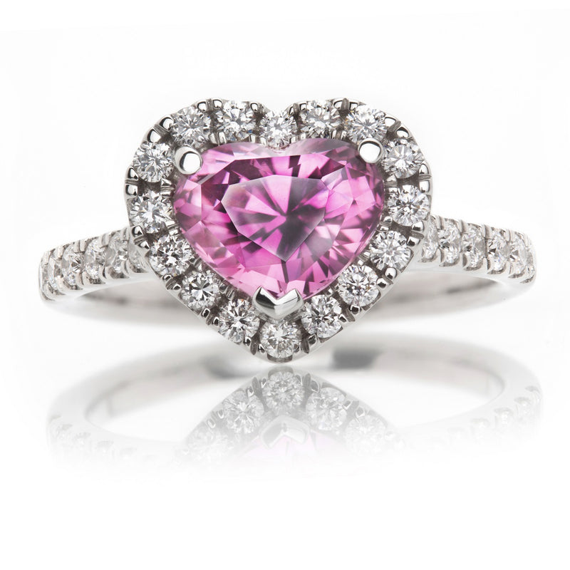 Baby Pink Sapphire Heart Halo Ring