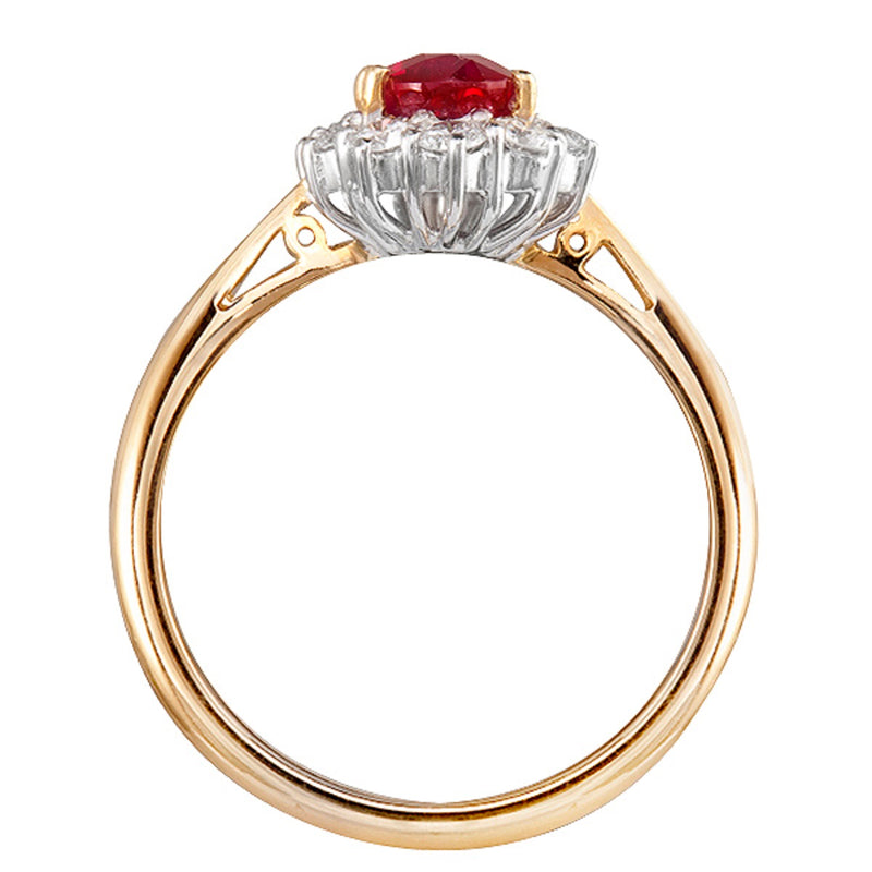 Knightsbridge Ruby & Diamond Cluster Ring