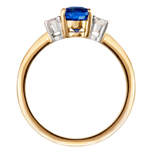 Classic Blue Sapphire and Diamond Trilogy Ring