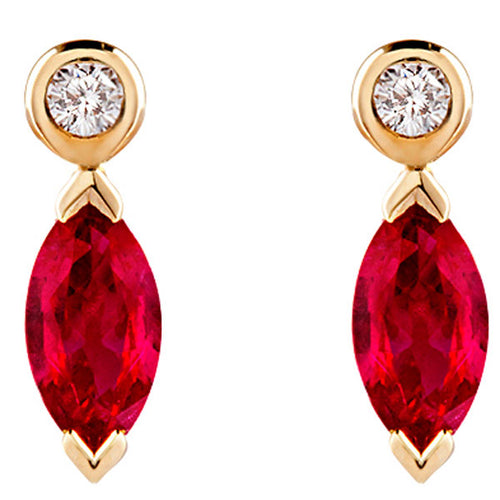 Marquise ruby and diamond earrings