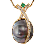 Kimberley Mabe Pearl Diamond & Emerald Pendant