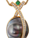 Kimberley Mabe Pearl Diamond & Emerald Pendant