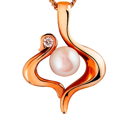 Pearl & Diamond Rose Gold Pendant