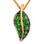 Sandalwood Tsavorite Garnet Leaf Pendant