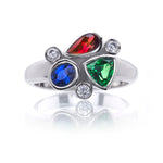 Cassata Sapphire, Ruby, Tsavorite & Diamond Ring