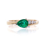 Emerald and Diamond Comet Ring