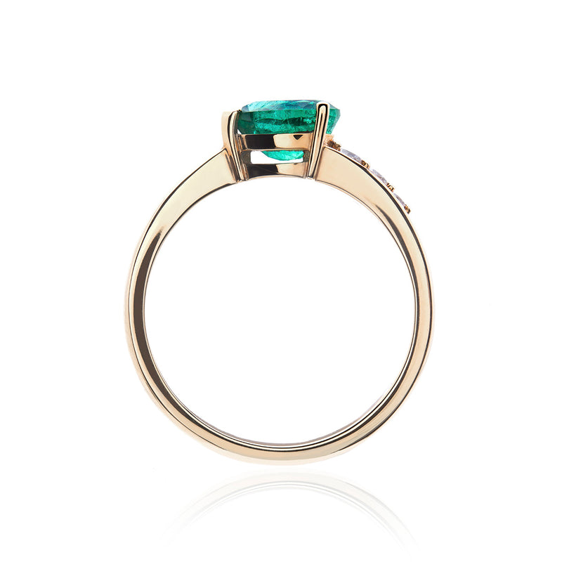 Emerald and Diamond Comet Ring