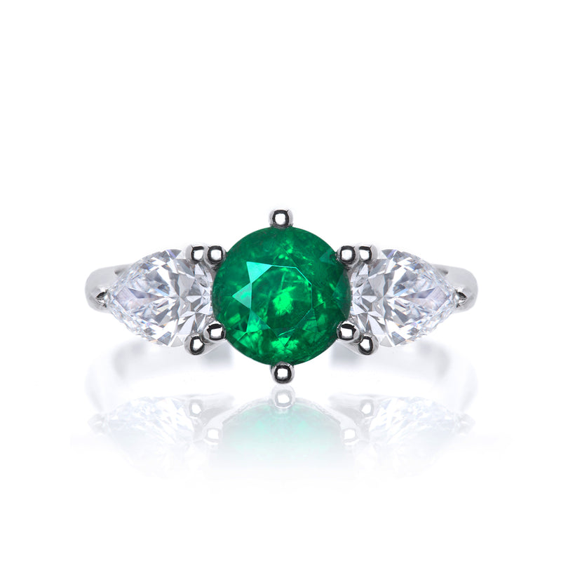 Emerald and Diamond Trilogy Ring