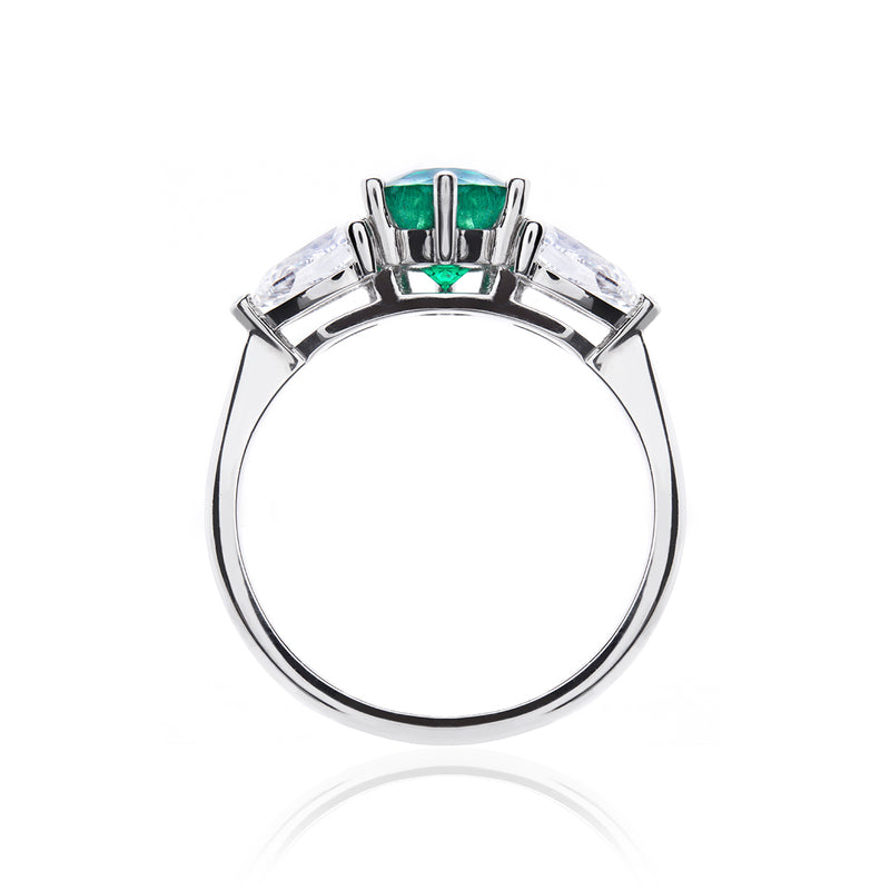 Emerald and Diamond Trilogy Ring