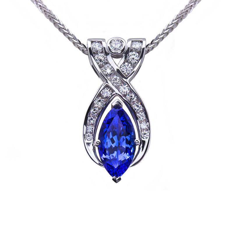 Marquise Tanzanite and Diamond Pendant