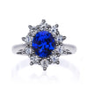 Classic Blue Sapphire and Diamond Cluster Ring