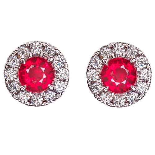 Ruby & Diamond Cluster Earrings