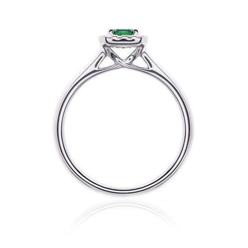 Tsavorite Garnet & Diamond Halo Ring