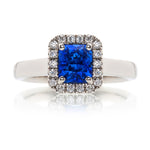 Sapphire & Diamond Halo Ring