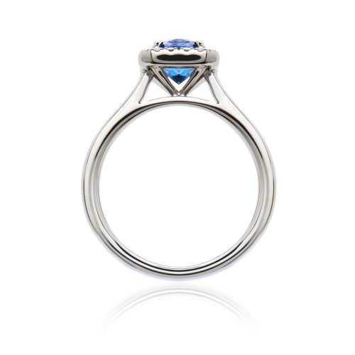 Sapphire & Diamond Halo Ring