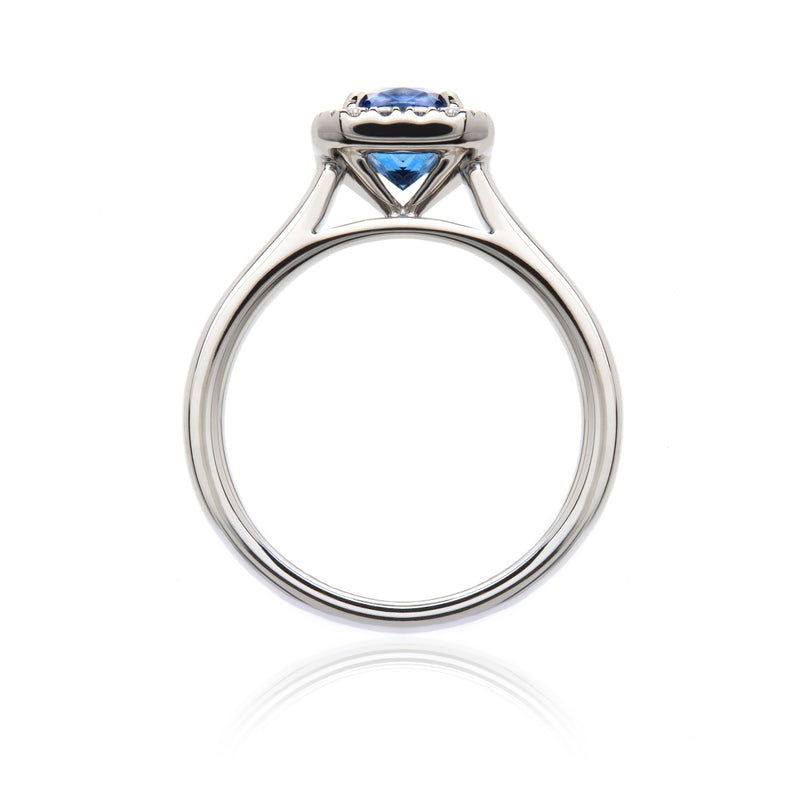 Sapphire & Diamond Halo Ring