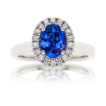 Oval Sapphire & Diamond Halo Ring