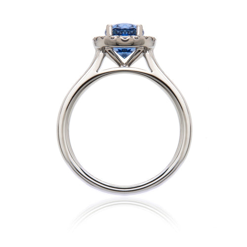 Oval Sapphire & Diamond Halo Ring