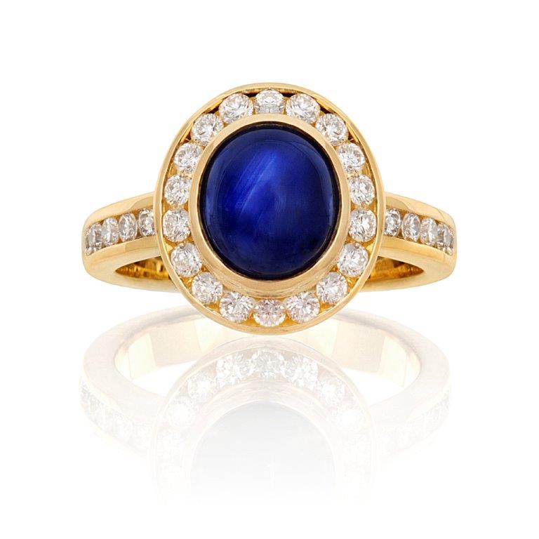 Orient Sapphire and Diamond Ring