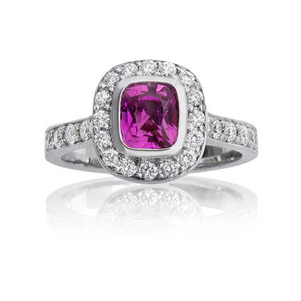 Pink Sapphire and Diamond Heritage Ring