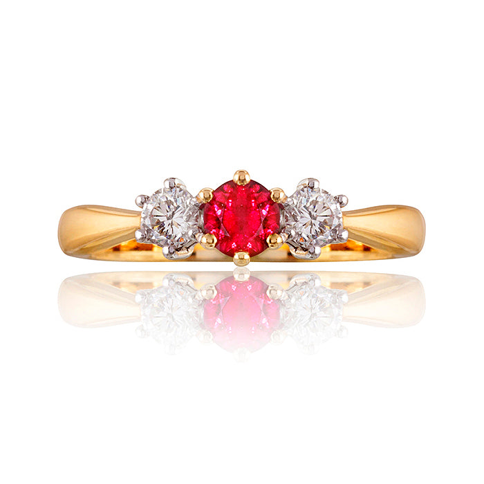 Classic Ruby and Diamond Trilogy Ring – Woolfe Jewellery