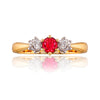 Classic Ruby and Diamond Trilogy Ring