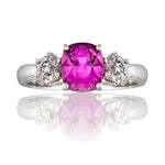Classic Pink Sapphire and Diamond Trilogy Ring